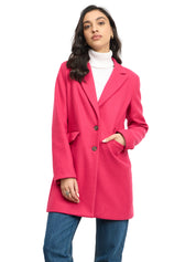 Olwen Single Breasted Mid Length Coat - Pink