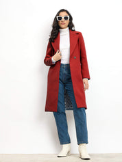 Lauren Notch Collared Coat - Rust Red