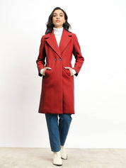 Lauren Notch Collared Coat - Rust Red