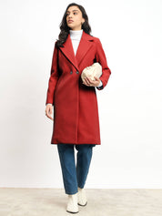 Lauren Notch Collared Coat - Rust Red