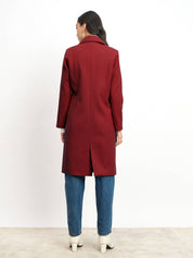 Lauren Notch Collared Coat - Rust Red