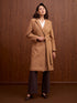 Nevara Double Breasted Longline Belted Coat-Mocha