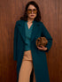 Blake Double Breasted Longline Coat-Teal