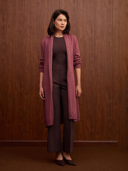 Maven Longline Open-Front Shrug-Plum
