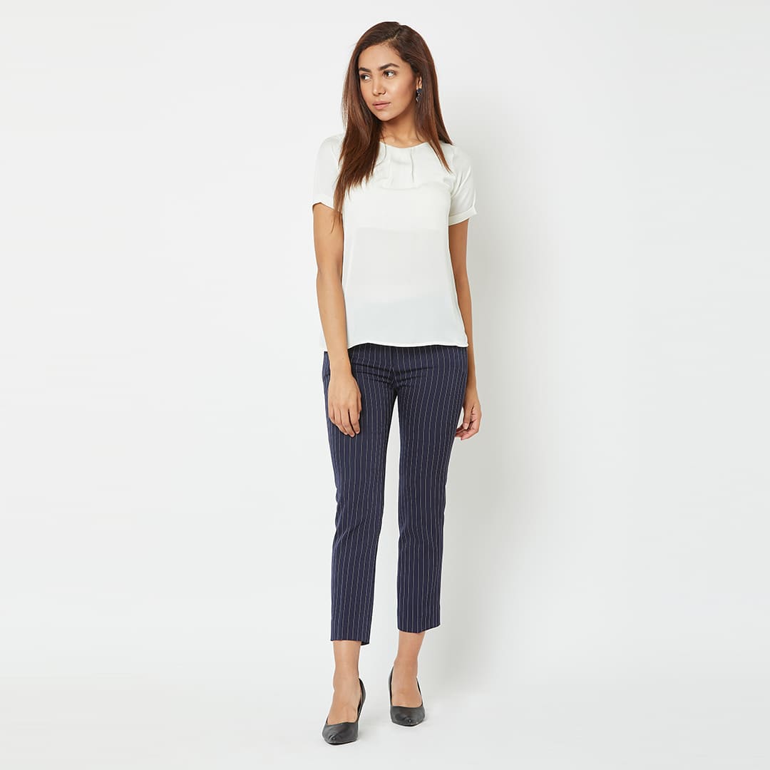 Maritime Striped High Rise Pants - Stripes