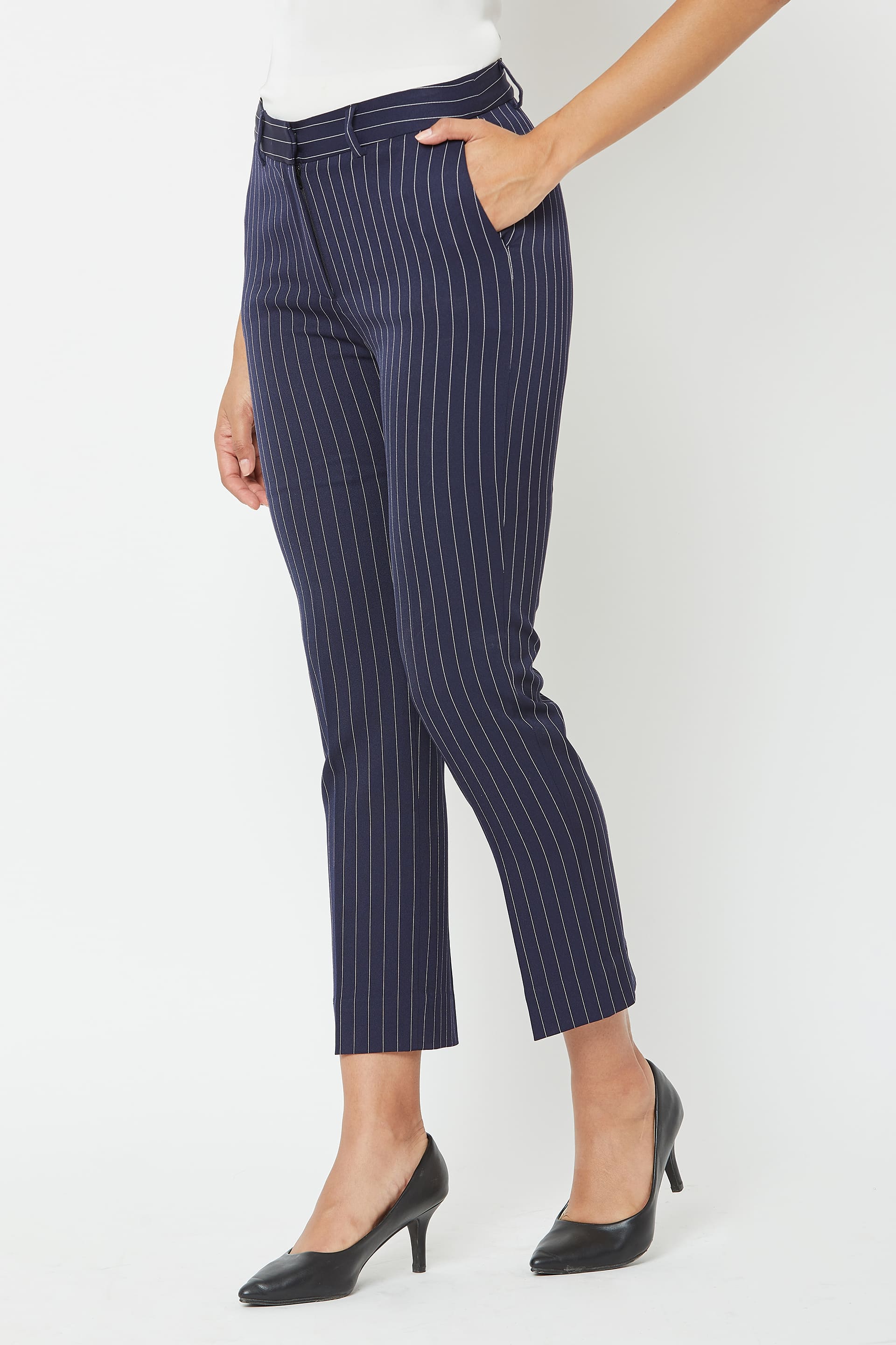 Maritime Striped High Rise Pants - Stripes