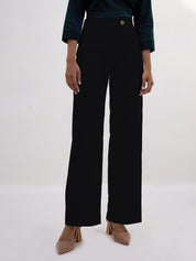 Mentos Elasticated Wide Leg Trousers-Black