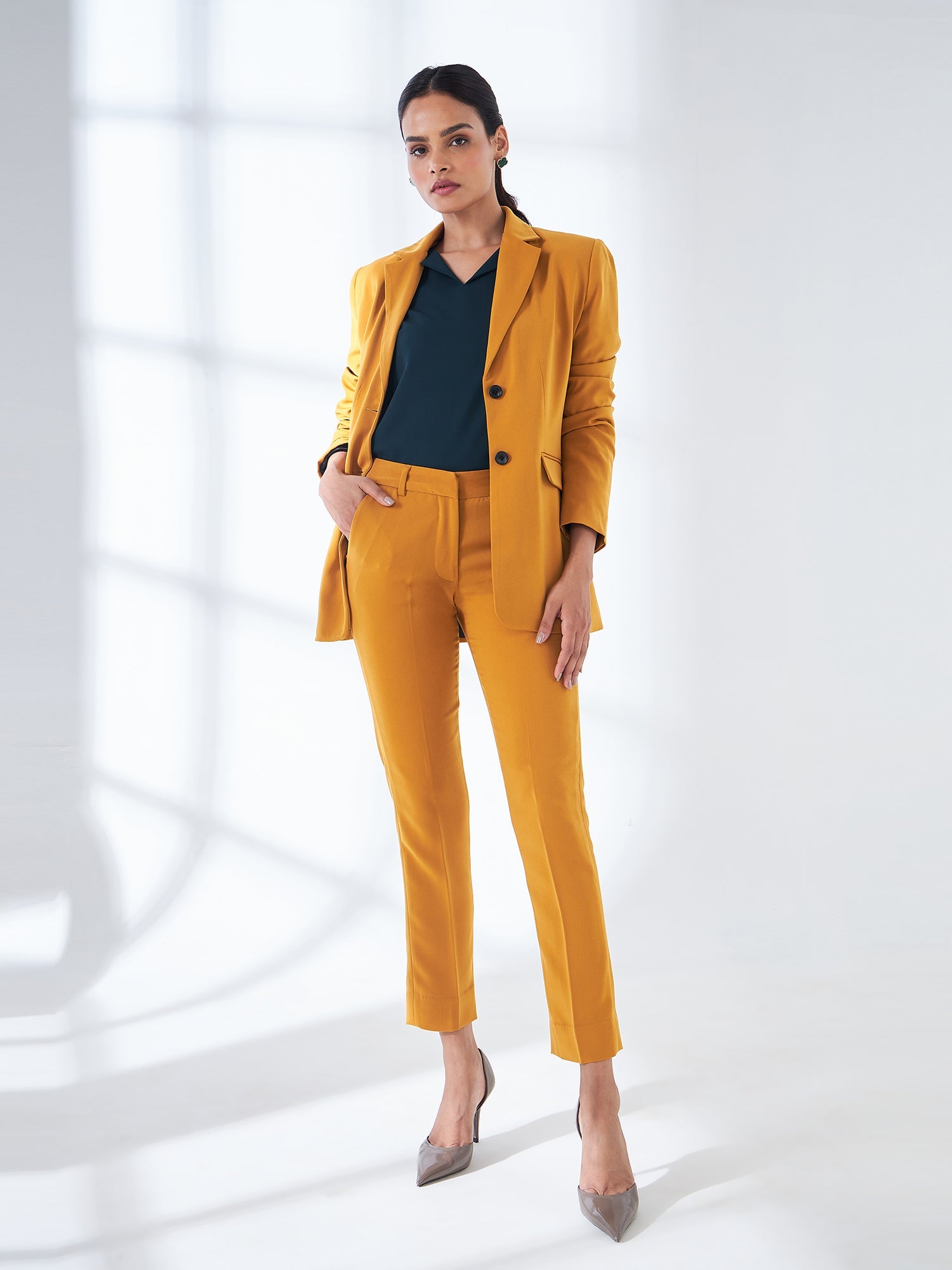 Diligent Elasticated Waist Pants-Mustard