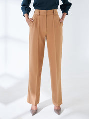 Quaint Straight High Rise Pants-Beige