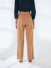 Quaint Straight High Rise Pants-Beige