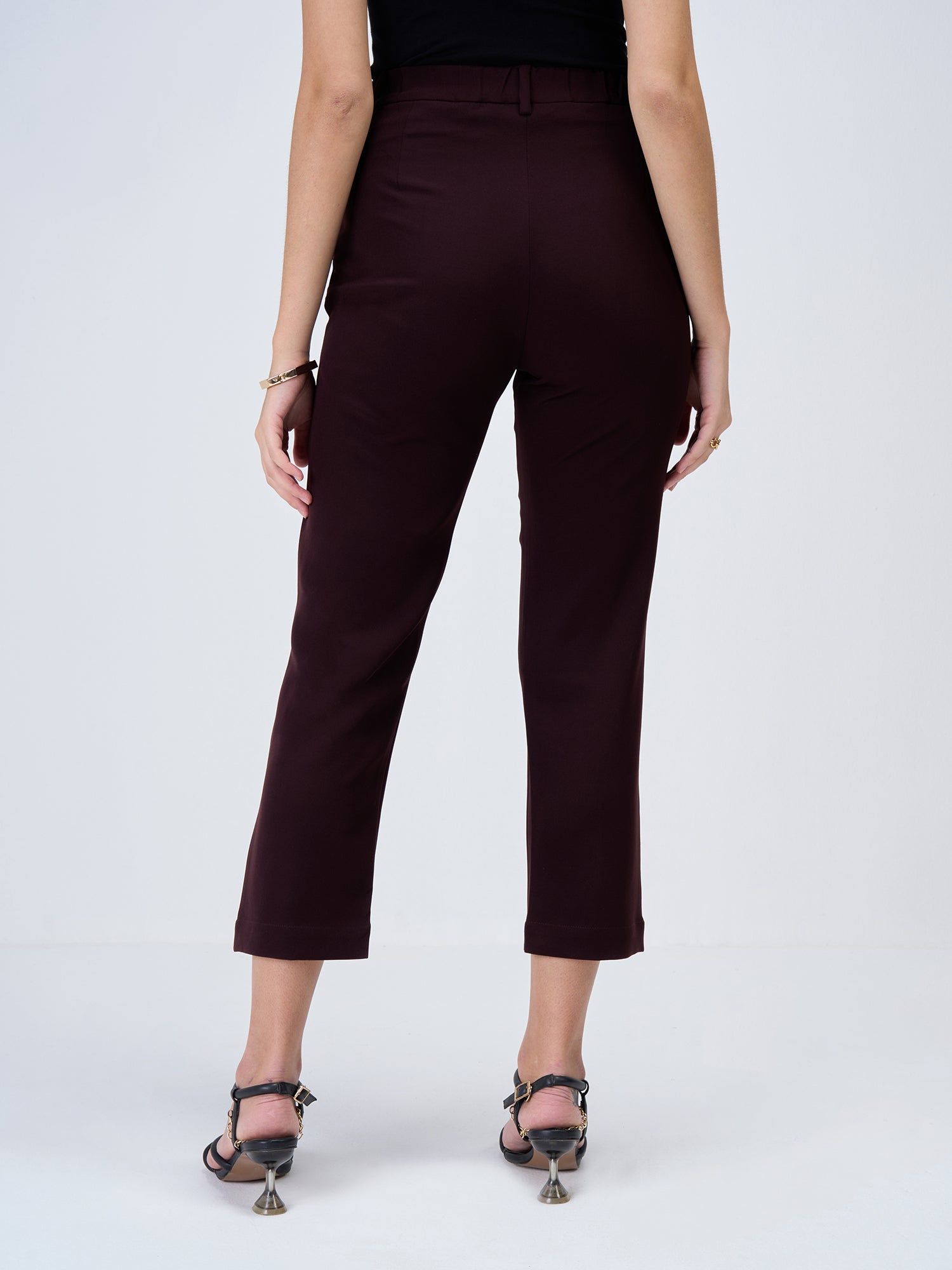 Savant High Rise Straight Fit Pants-Dark Brown