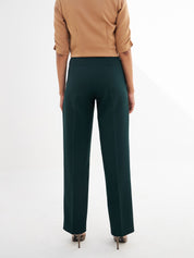 Determined High Rise Straight Trousers-Dark Green