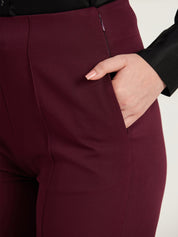 Determined High Rise Straight Trousers-Burgundy