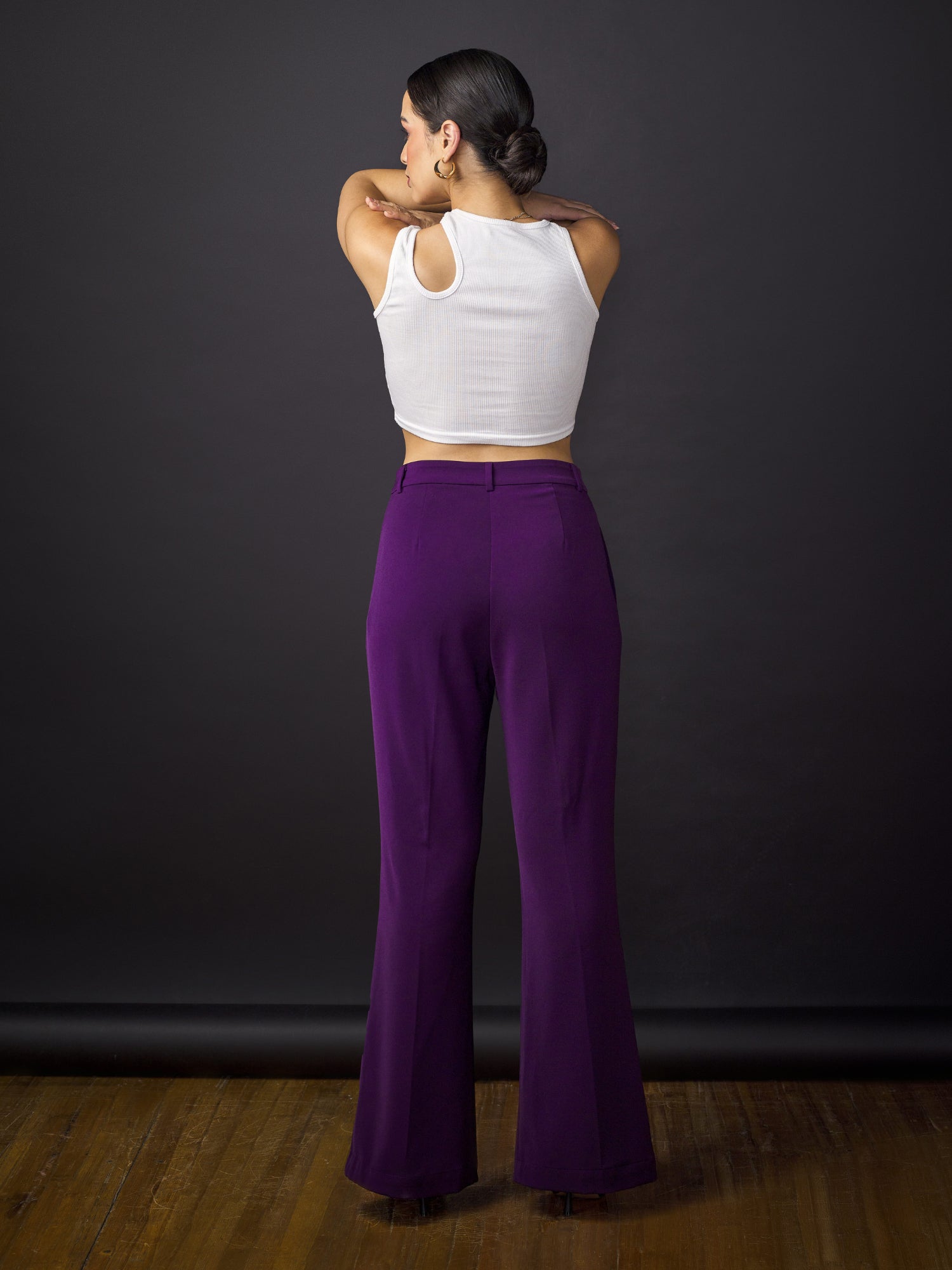 Gabrielle Front Slit Trousers-Purple