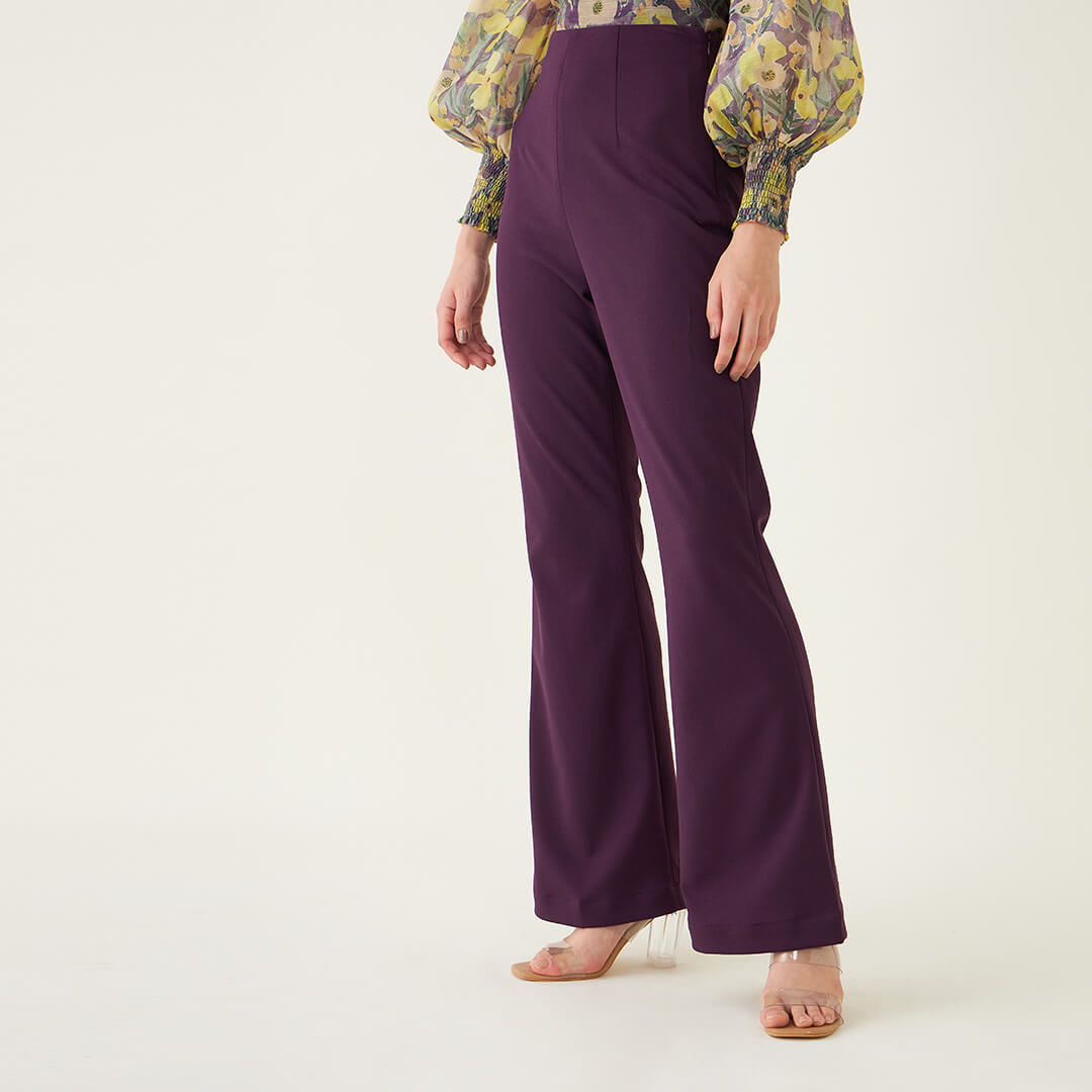 Glorious High Rise Bootcut Pants - Purple