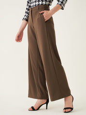 Suave- High Rise Wide Leg Pants - Coffee Brown