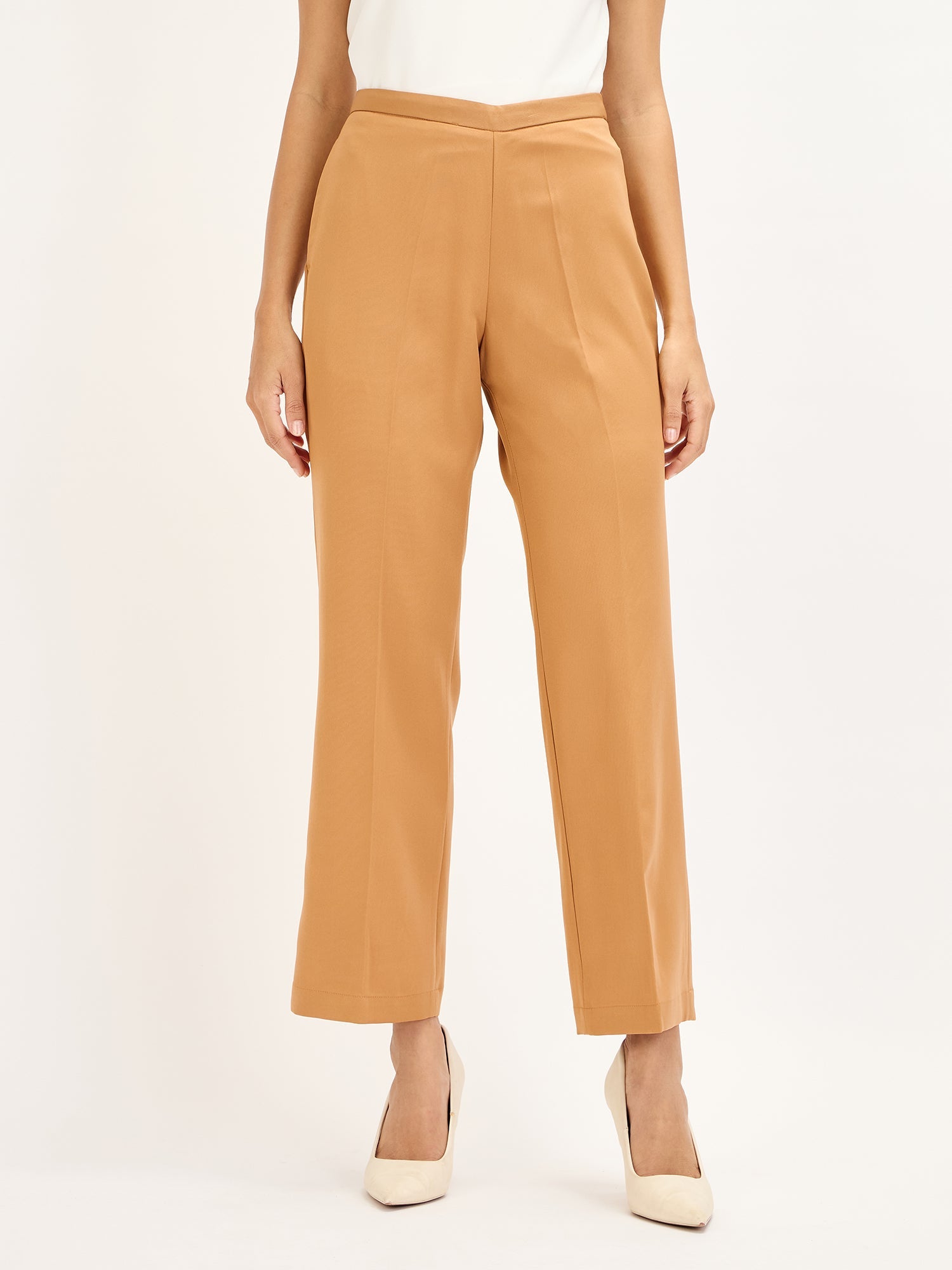 Lupin Biscuit Brown Formal Side Zip Pant - Biscuit Brown