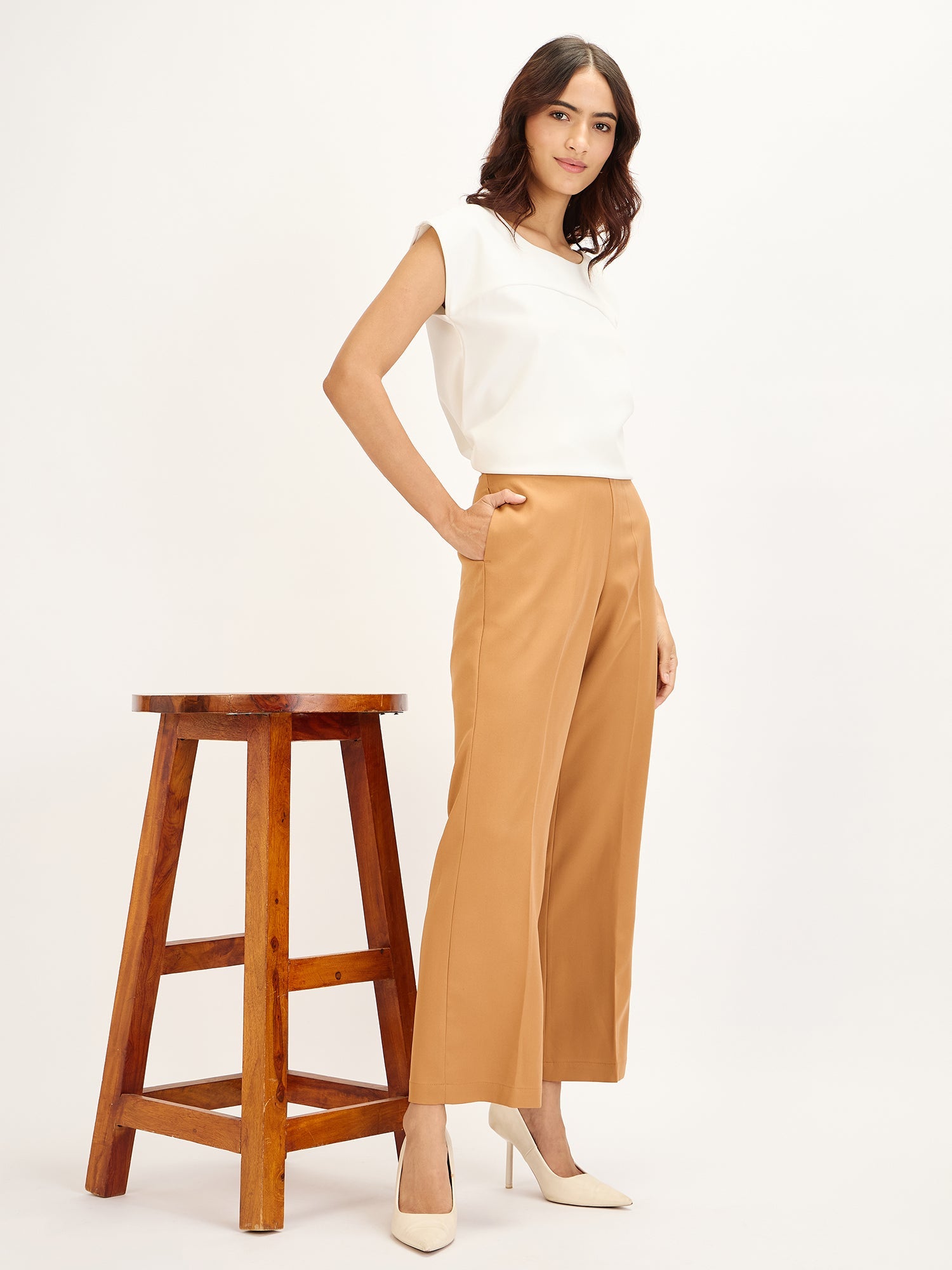 Lupin-Biscuit Brown Formal Side Zip Pant - Biscuit Brown