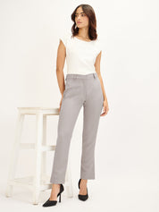 Earnest-Umber Grey Mid Rise Pants - Umber Grey