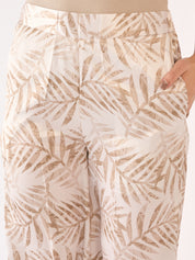 Raphia Tropical Wide Legged Trousers - Beige