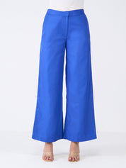 Mercer Mid Rise Wide Legged Trousers-Dark Blue