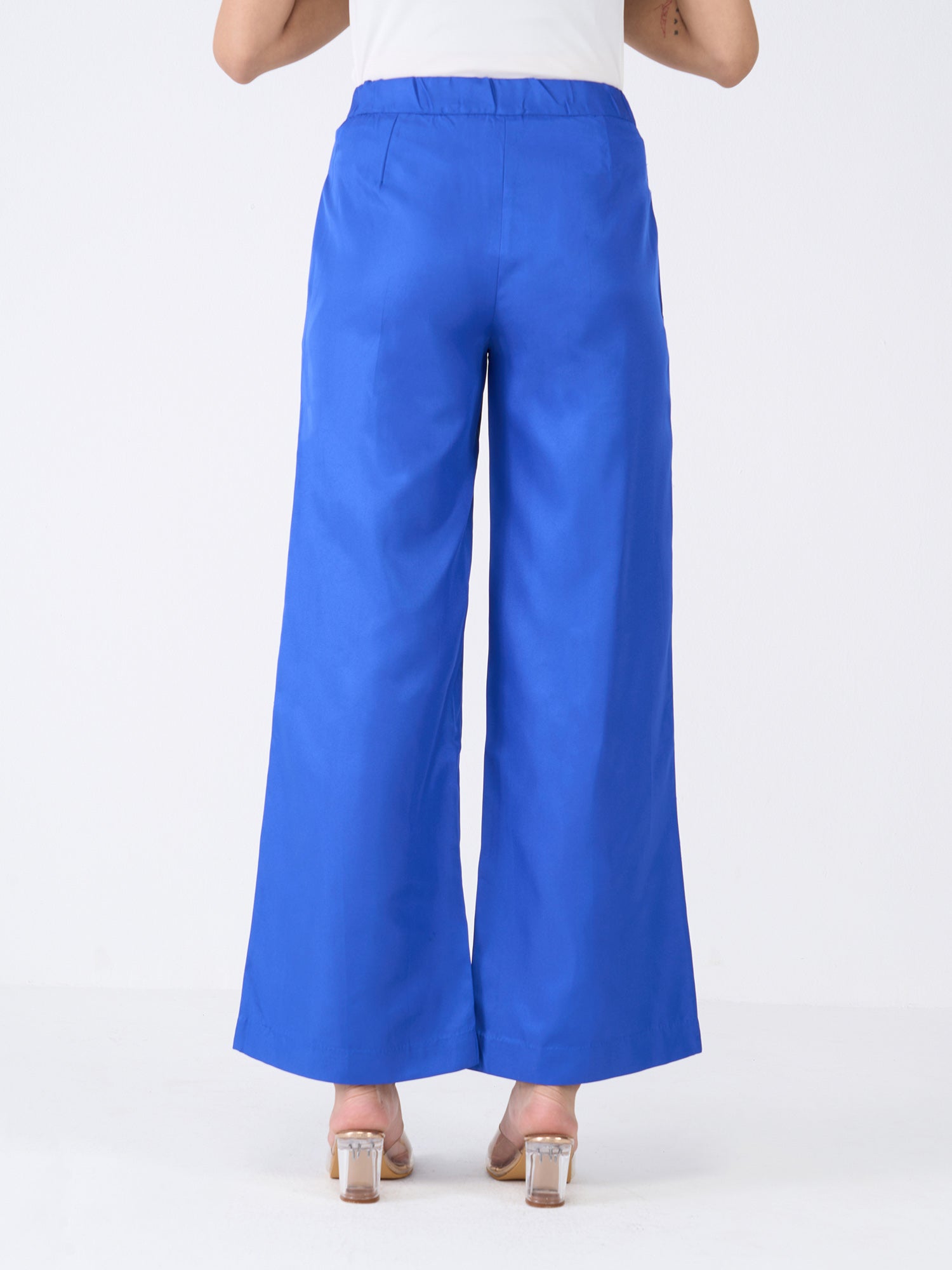 Mercer Mid Rise Wide Legged Trousers-Dark Blue