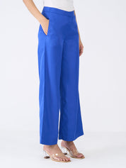 Mercer Mid Rise Wide Legged Trousers-Dark Blue