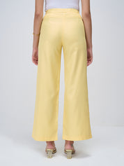 Mercer Mid Rise Wide Legged Trousers - Lemon Yellow