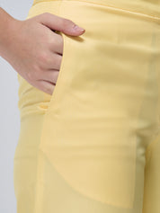 Mercer Mid Rise Wide Legged Trousers - Lemon Yellow