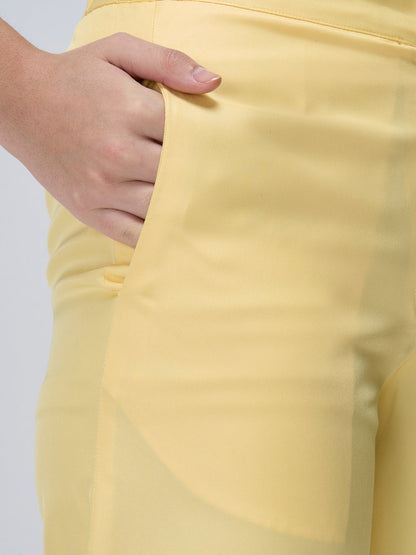 Mercer Mid Rise Wide Legged Trousers - Lemon Yellow