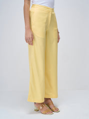 Mercer Mid Rise Wide Legged Trousers - Lemon Yellow