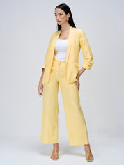 Mercer Mid Rise Wide Legged Trousers - Lemon Yellow