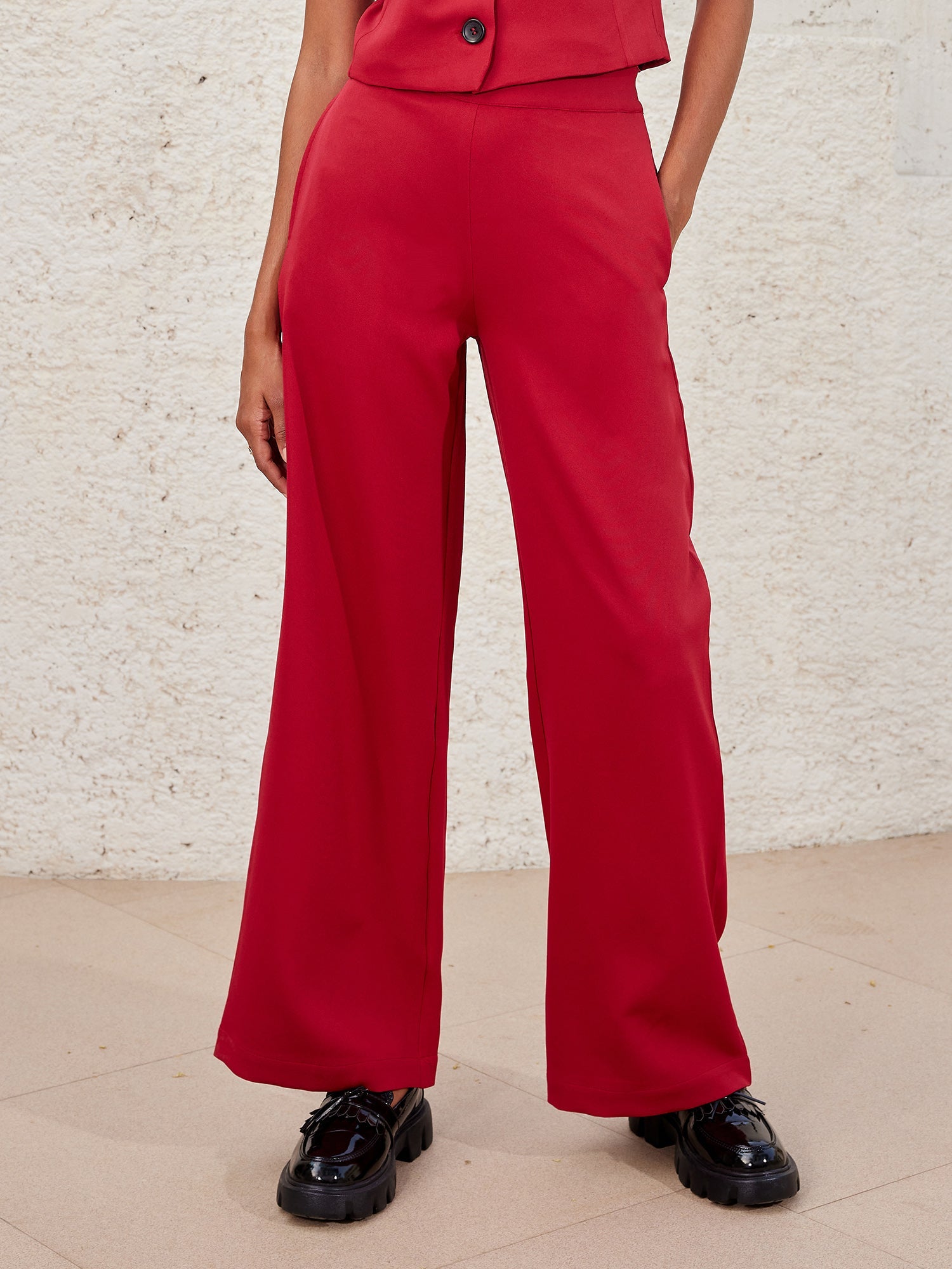 Emily High Rise Flared Trousers-Viva Magenta