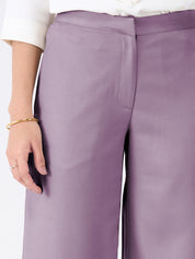 Mercer Mid Rise Wide Legged Trousers - Mauve