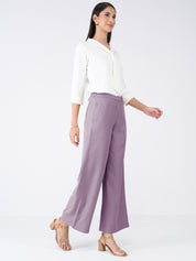 Mercer Mid Rise Wide Legged Trousers - Mauve