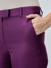 Lumi Mid Rise Slim Fit Trousers - Purple