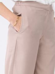 Mercer Mid Rise Wide Legged Trousers-Taupe