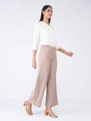 Mercer Mid Rise Wide Legged Trousers-Taupe