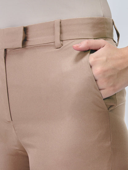 Lumi Mid Rise Slim Fit Trousers-Dusty Peach