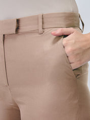 Lumi Mid Rise Slim Fit Trousers-Dusty Peach