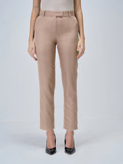 Lumi Mid Rise Slim Fit Trousers-Dusty Peach