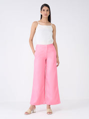 Mercer Mid Rise Wide Legged Trousers-Candy Pink