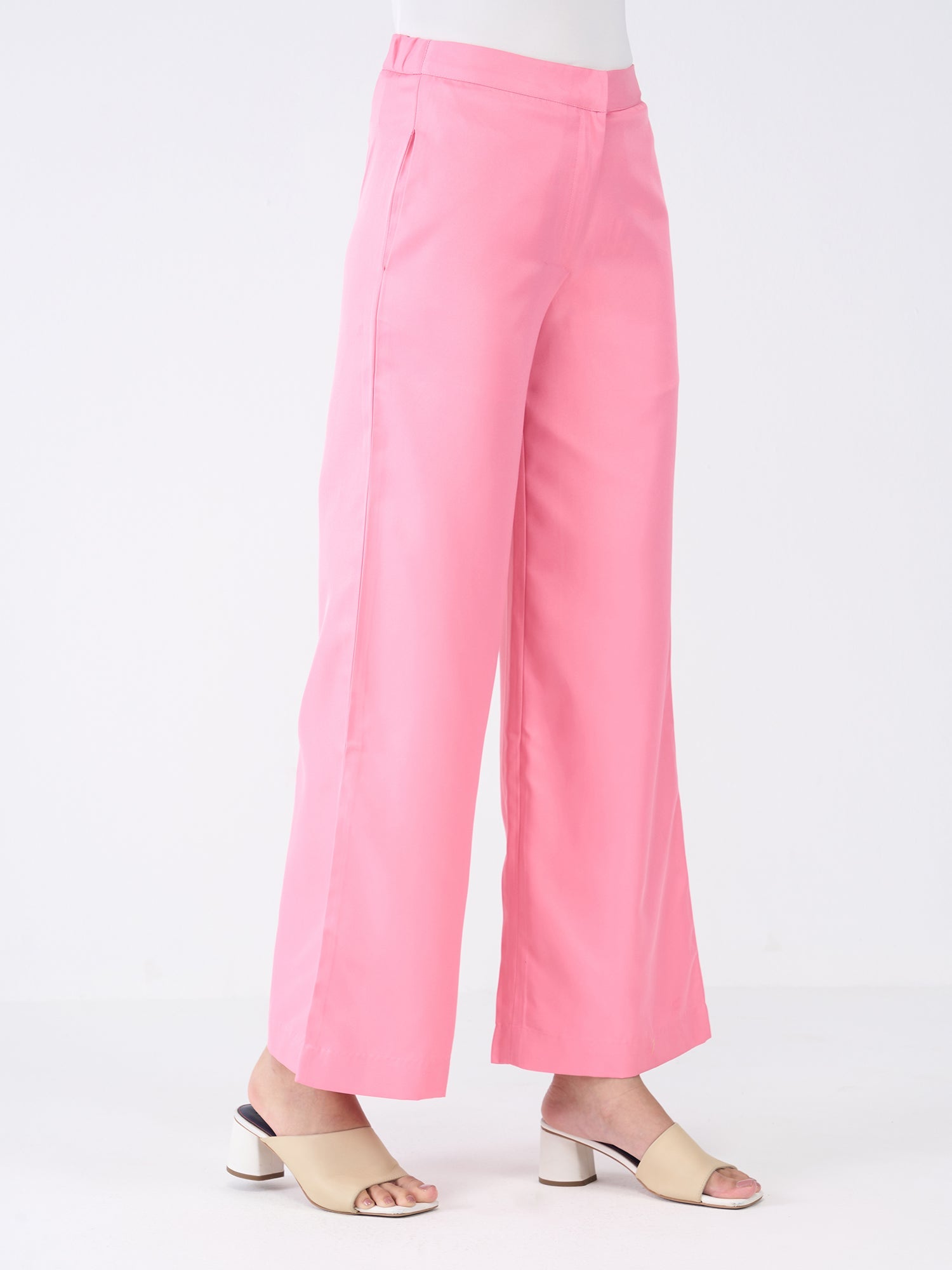 Mercer Mid Rise Wide Legged Trousers-Candy Pink