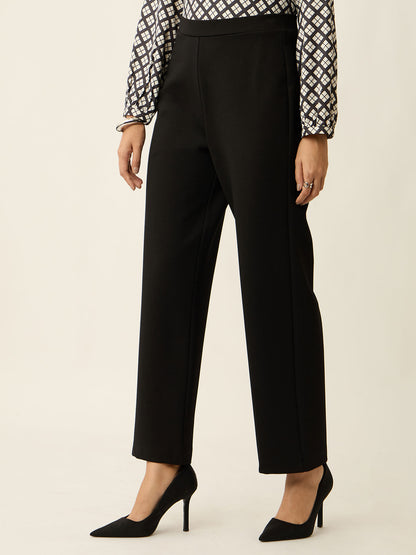 Airy Pull On Straight Jeggings-Black