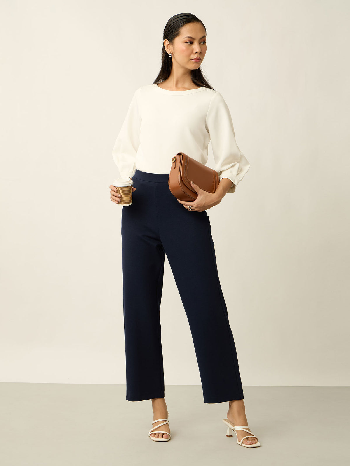 Airy-Navy Pull On Straight Jeggings - Navy