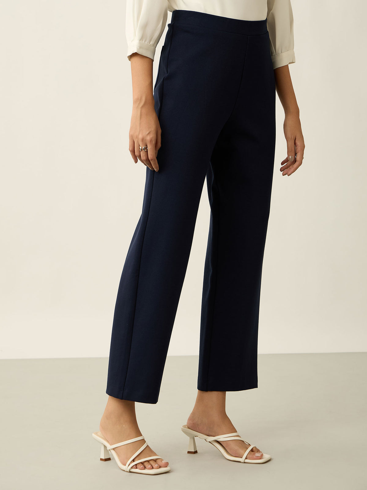 Airy-Navy Pull On Straight Jeggings - Navy