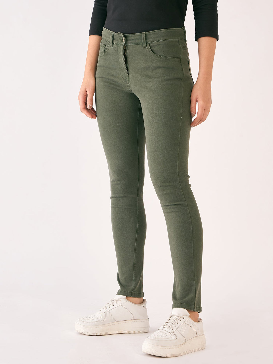 Urban Twill Mid Rise Slim Fit Pants-Olive