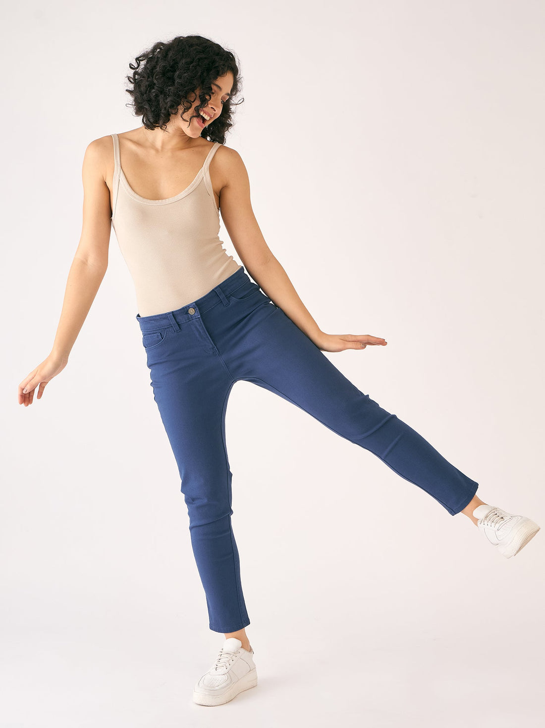 Urban Twill Mid Rise Slim Fit Pants-Blue