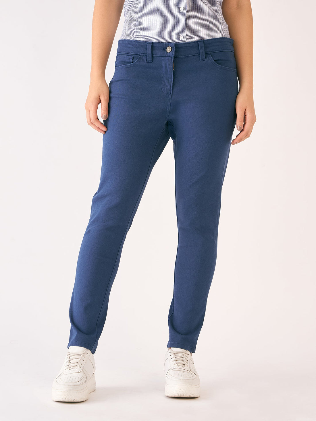 Urban Twill Mid Rise Slim Fit Pants-Blue