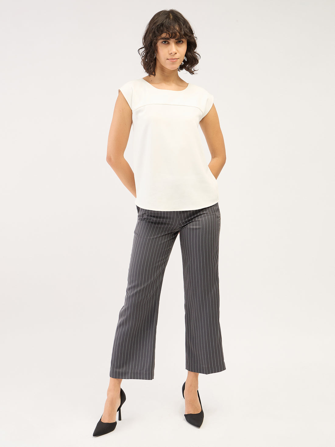 Liberal Striped Formal Side Zip Pant - Grey/white